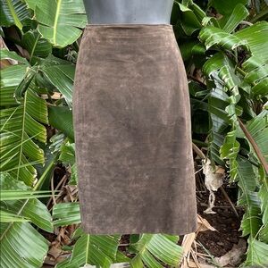 Vintage authentic brown suede knee length pencil skirt